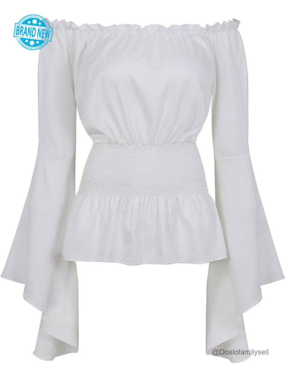 Renaissance Peasant Blouse Off Shoulder Trumpet Sleeve Costume Top